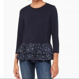 NWT Kate Spade Ruffled Peplum Tee Broome St Navy